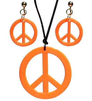 Collier hippie orange néon avec boucles d'oreilles – set d'accessoires fluo pour soirée et festival