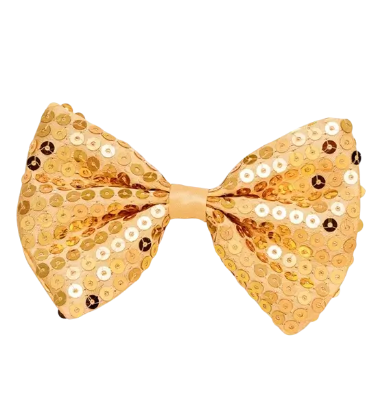 Nœud papillon à paillettes dorées – accessoire chic pour fête, réveillon et déguisement