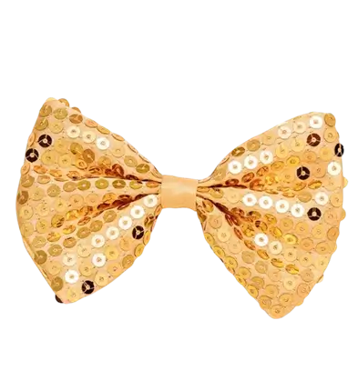Nœud papillon à paillettes dorées – accessoire chic pour fête, réveillon et déguisement