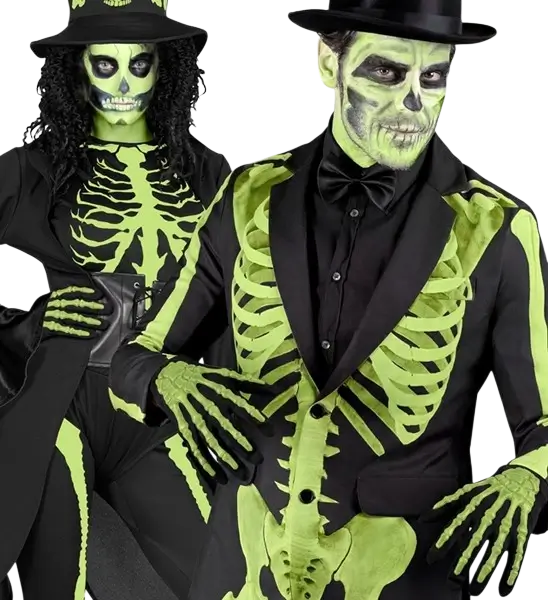 Gants squelettes phosphorescents – Accessoire Halloween et déguisement squelette