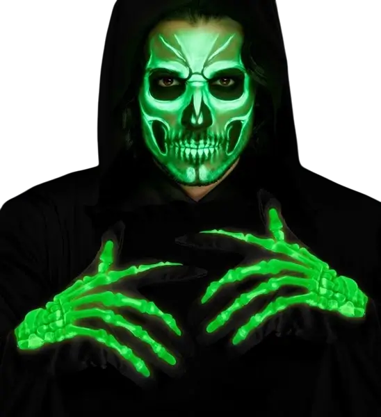 Gants squelettes phosphorescents – Accessoire Halloween et déguisement squelette