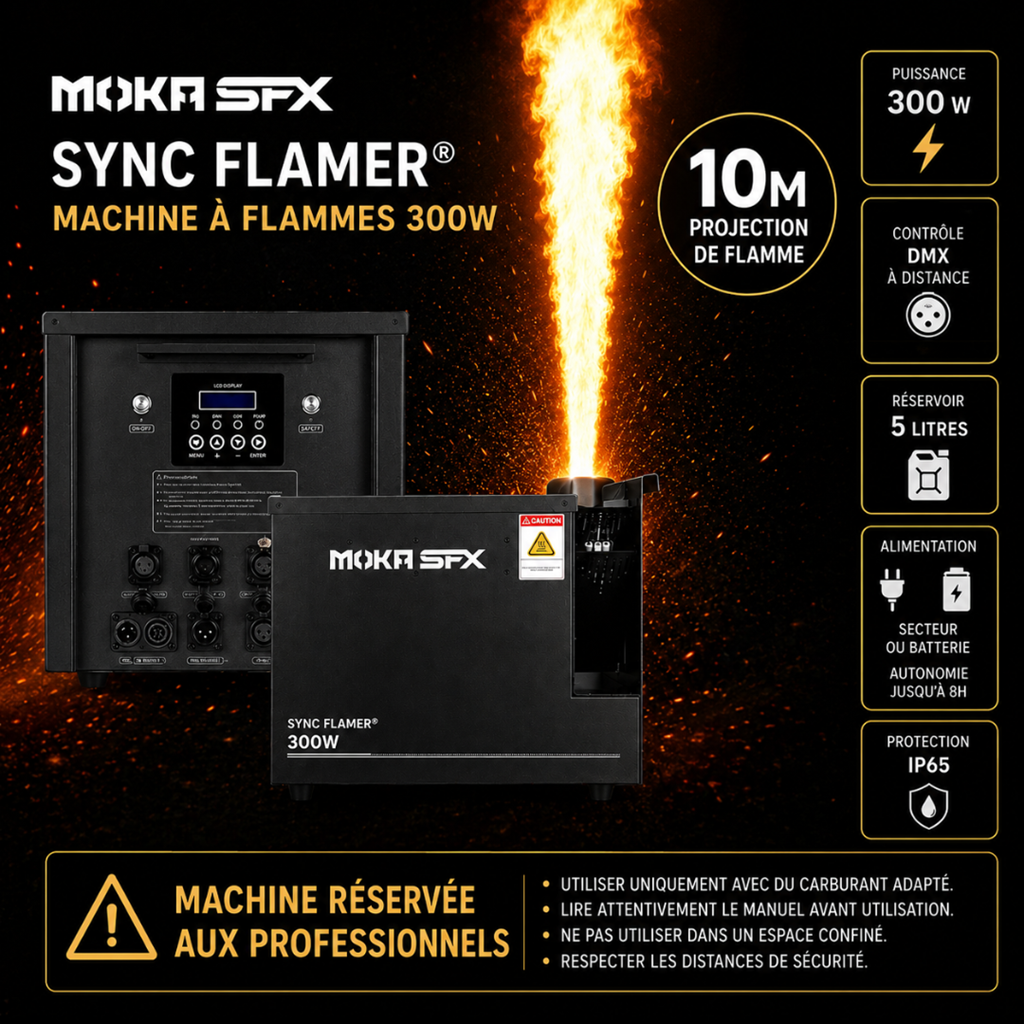 SYNC FLAMER® - Machine à flammes 300W, Outdoor IP65 - 8 à 10 mètres
