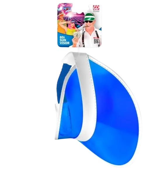 Visière bleue années 80 – accessoire rétro pour soirée à thème, festival et carnaval