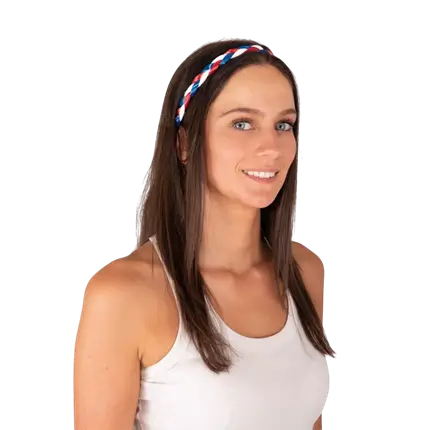 Serre-tête tressé - bleu, blanc, rouge - Supporter France
