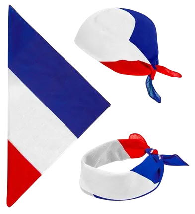 Bandana France 55 cm en coton – Supporter et déguisement