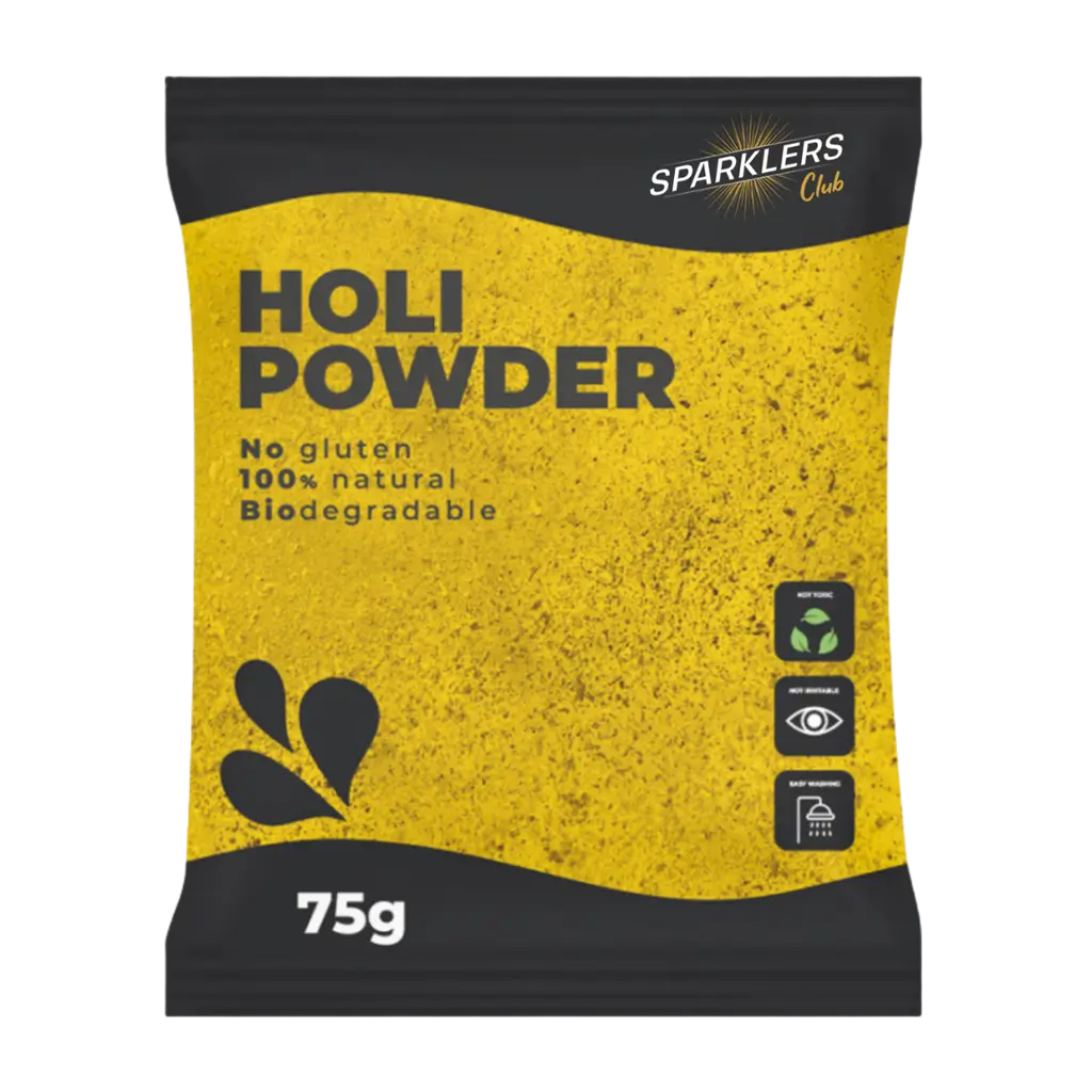 Poudre Holi JAUNE - Sachet 75 grammes