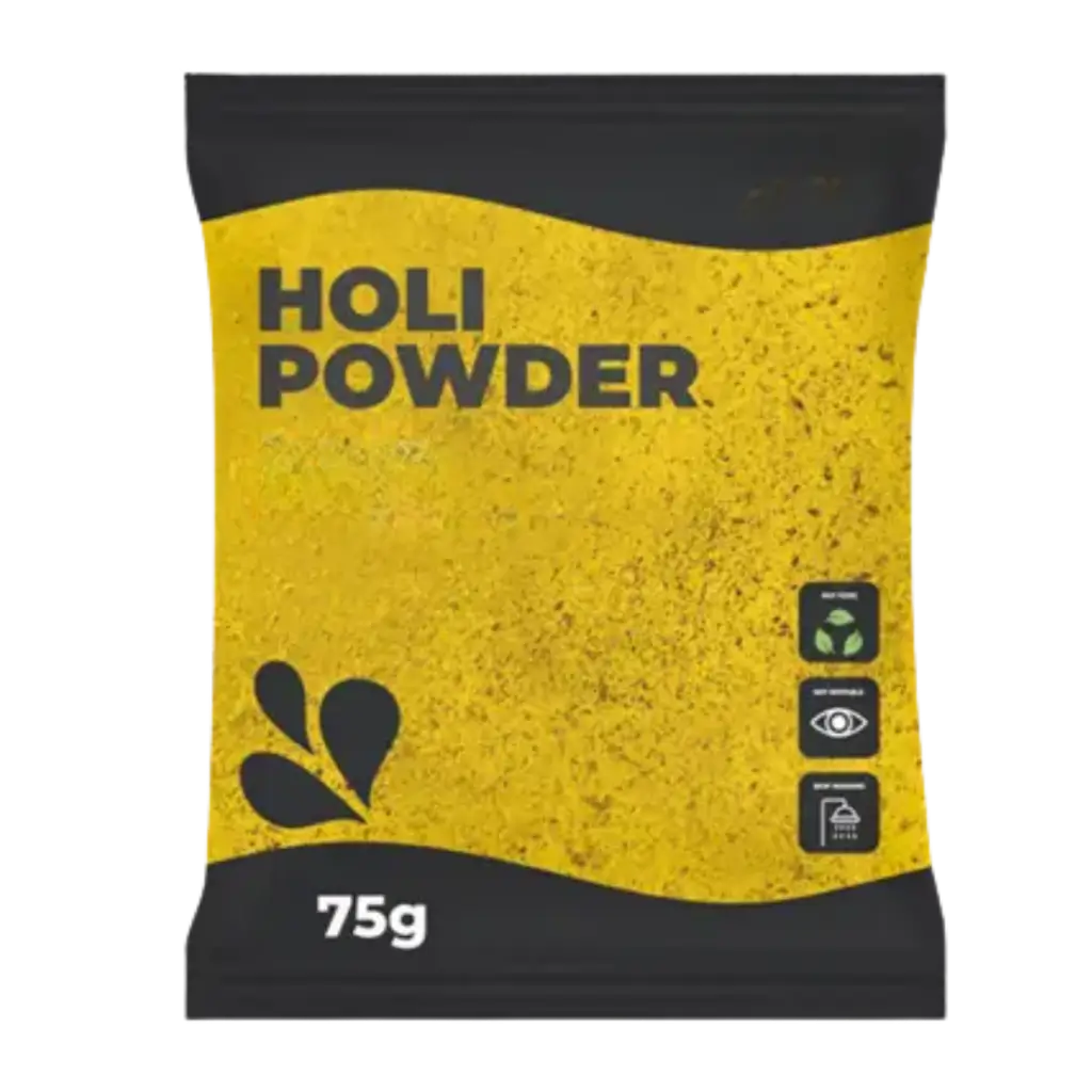 Poudre Holi JAUNE - Sachet 75 grammes