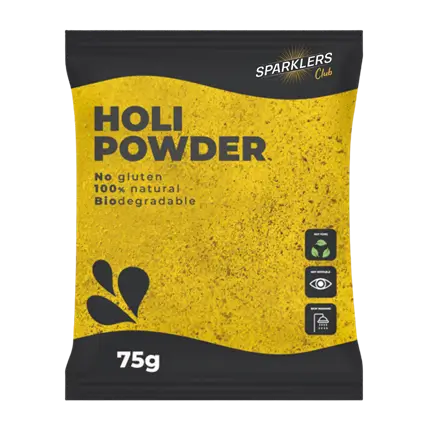 Poudre Holi JAUNE - Sachet 75 grammes