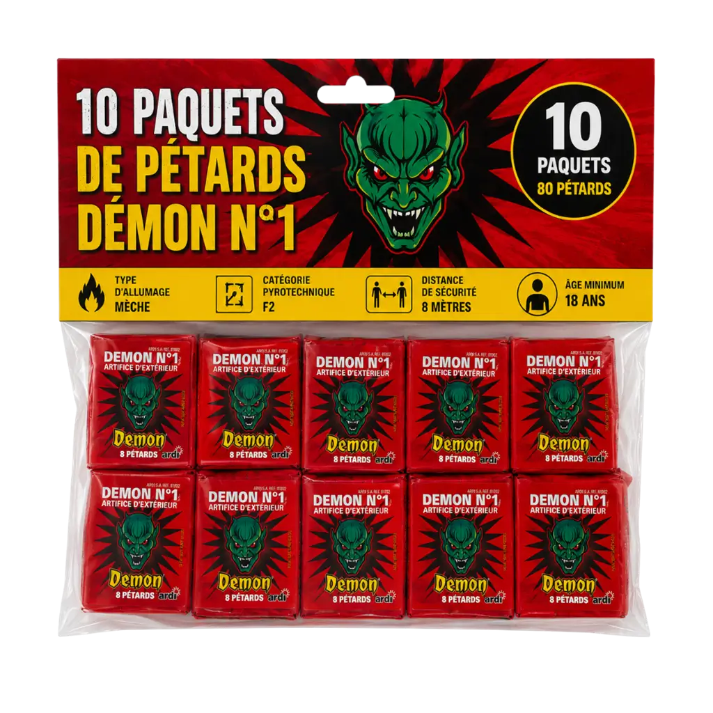 Lot de 10 paquets Pétard démon N°1 (8 unités/paquet)