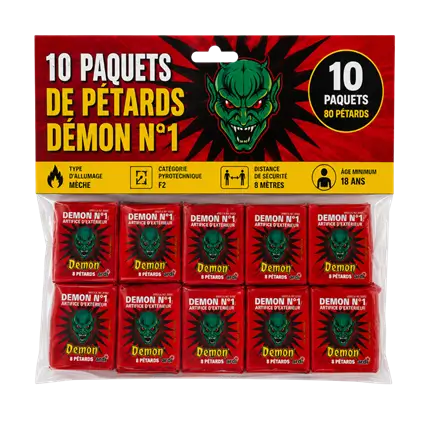 Lot de 10 paquets Pétard démon N°1 (8 unités/paquet)