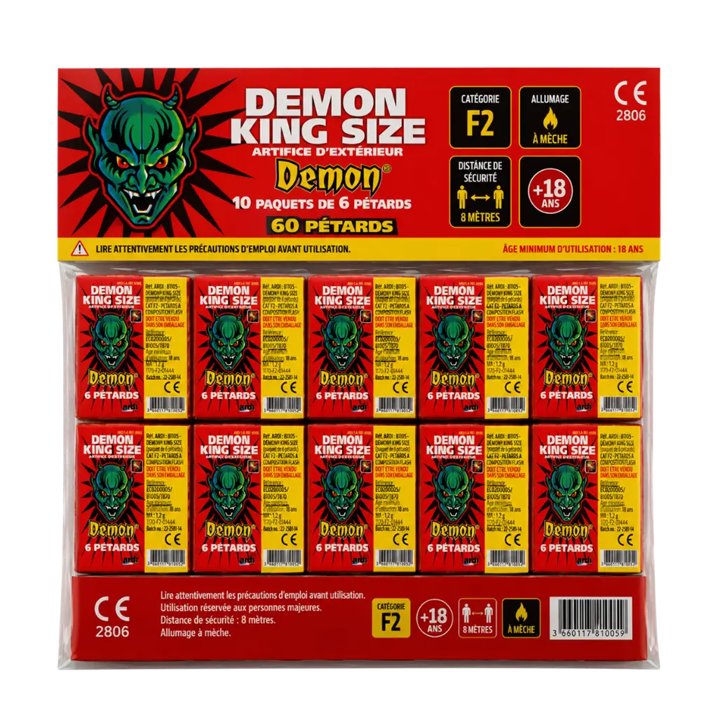 Lot de 10 paquets Pétard DÉMON® KING SIZE (6 unités/paquet) mamouth 1