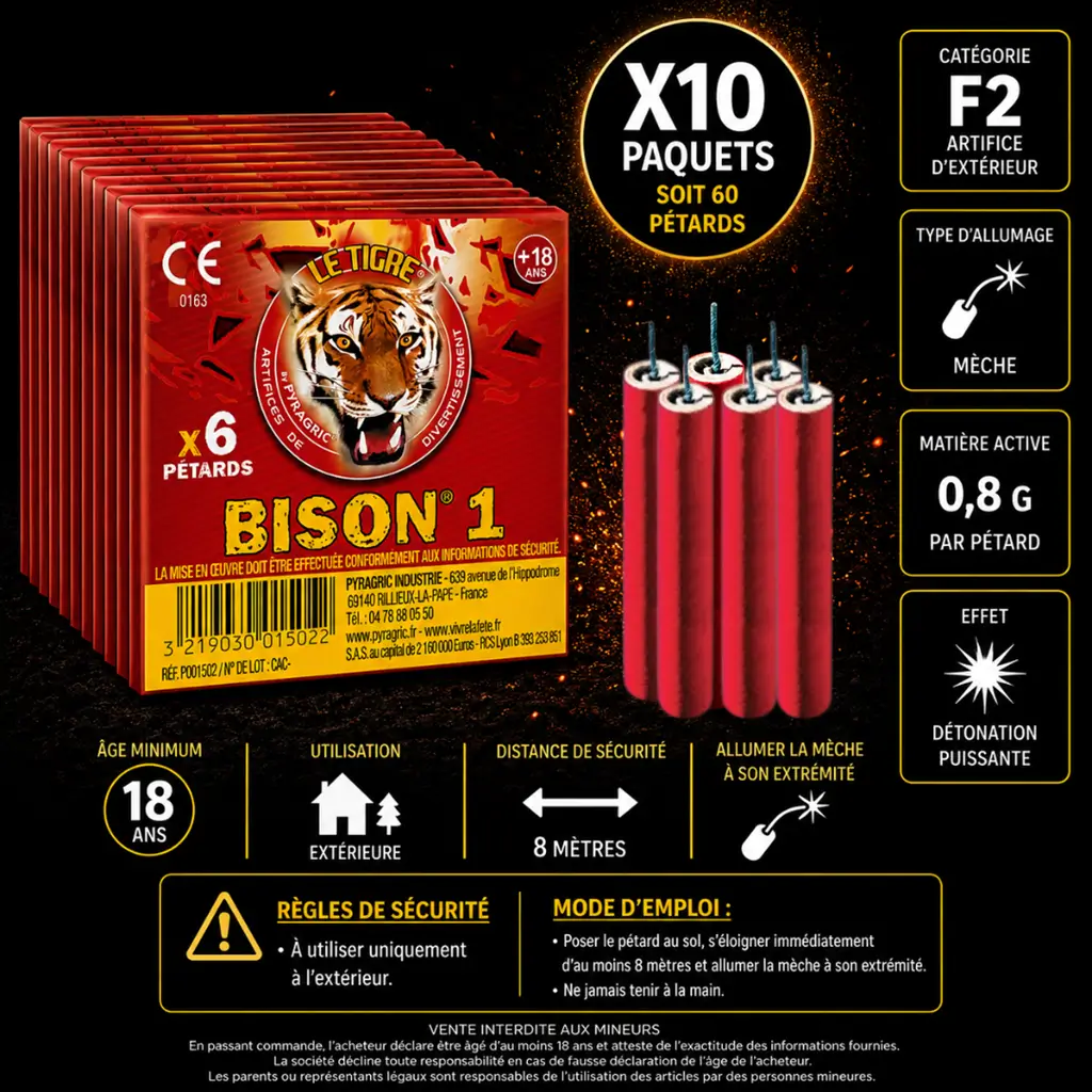 Lo de 10 paquets de pétards BISON® 1 (6 unités/paquet)