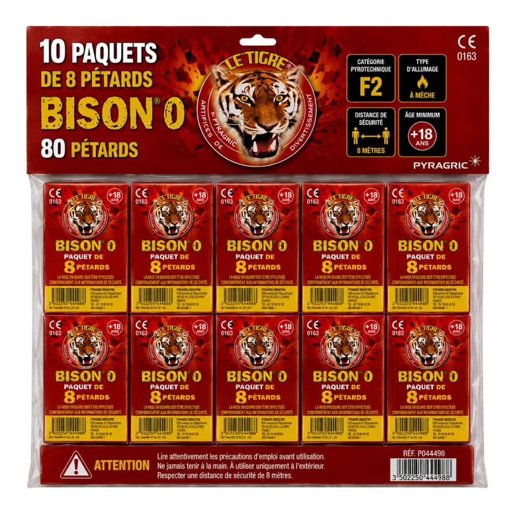 Lot de 10 paquets de pétards BISON® 0 (8 unités/paquet)