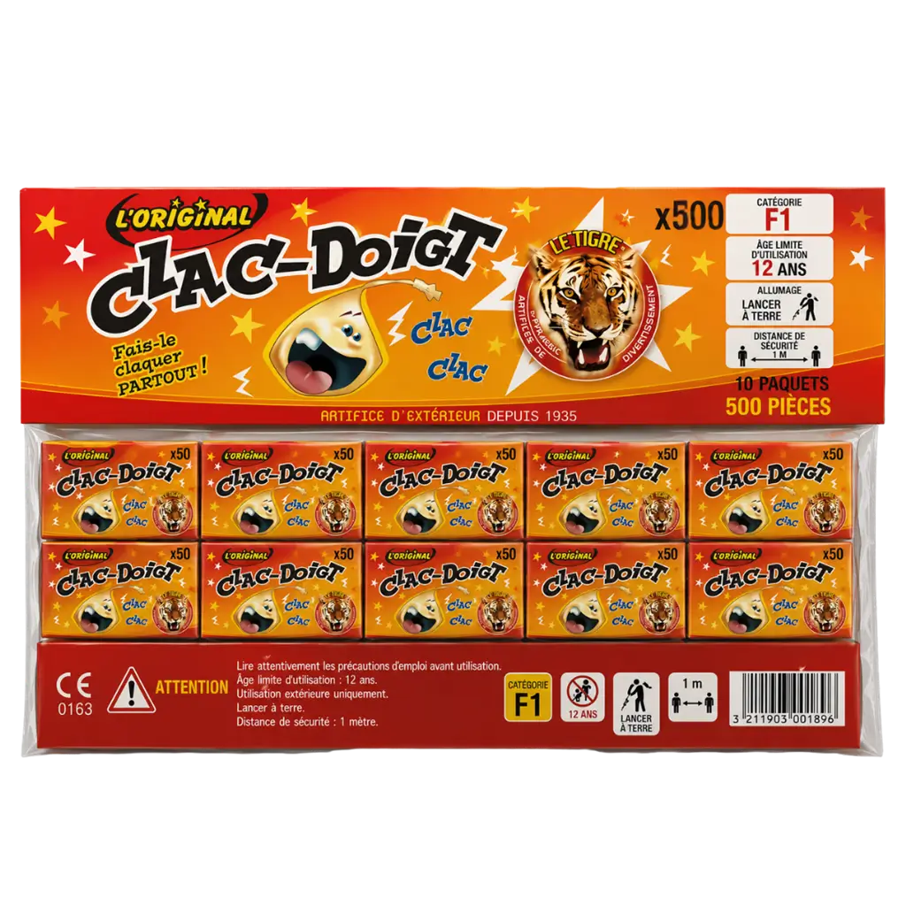 LOT DE 5 BOITES DE CLAC-DOIGT® LE TIGRE®