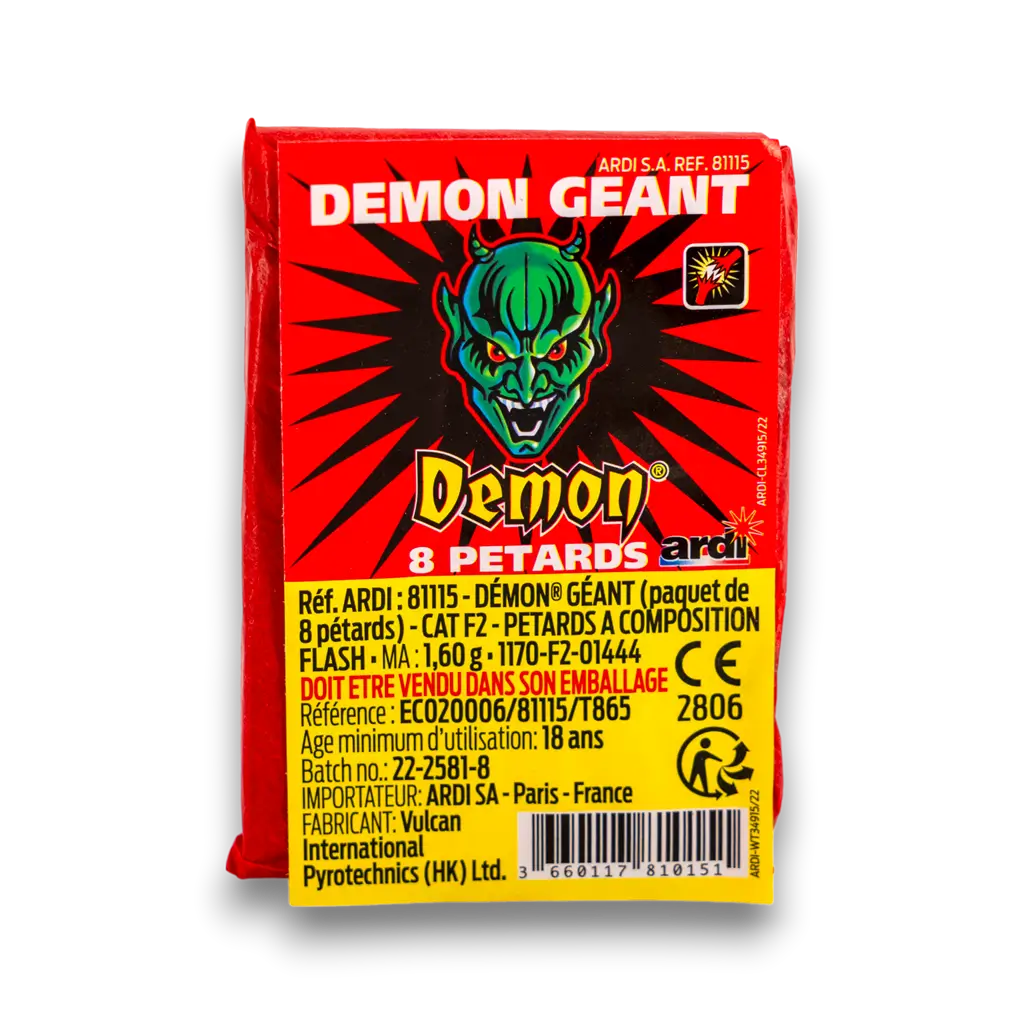 Lot de 10 paquets de Pétard DÉMON® GÉANT (paquet de 8 pièces chacun)