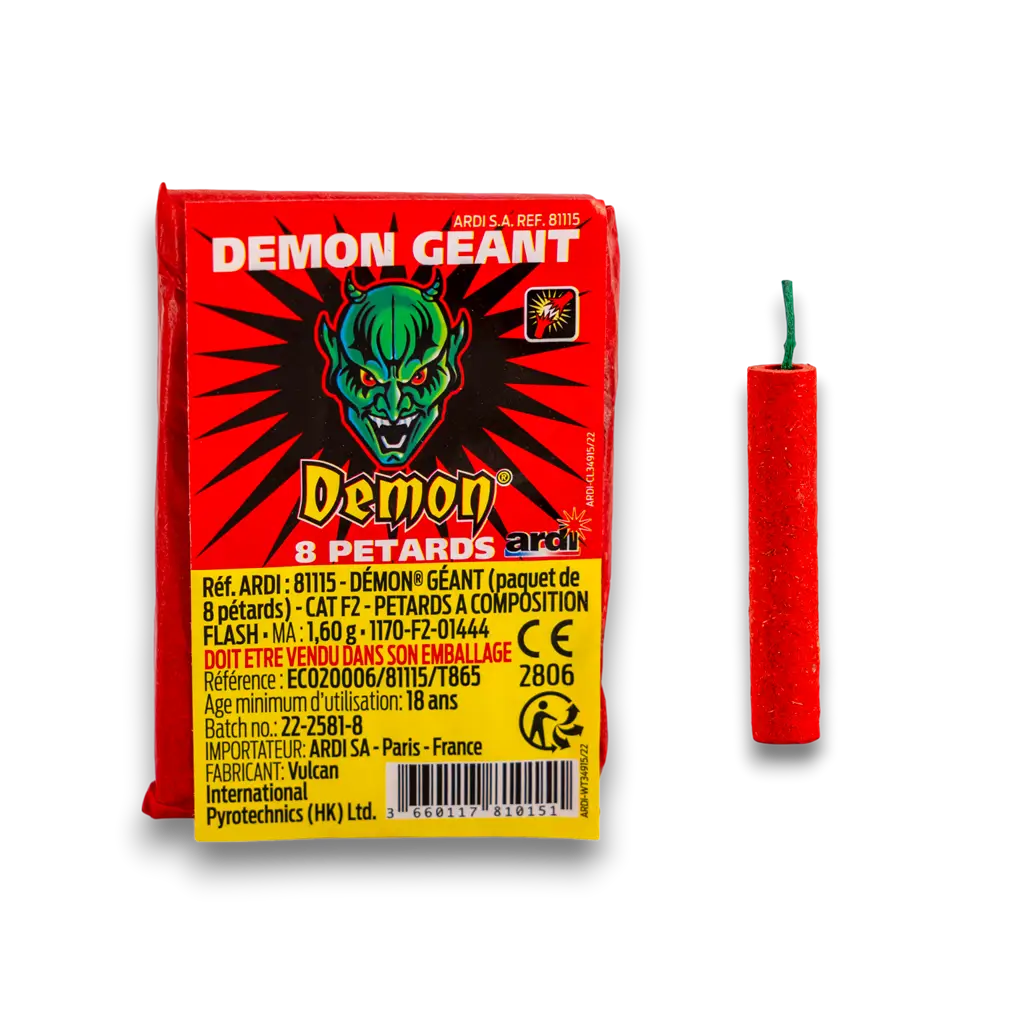 Lot de 10 paquets de Pétard DÉMON® GÉANT (paquet de 8 pièces chacun)