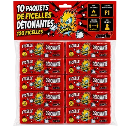 LOT DE 10 PAQUETS DE FICELLES DÉTONANTE DÉMON (12 pièces/paquet)
