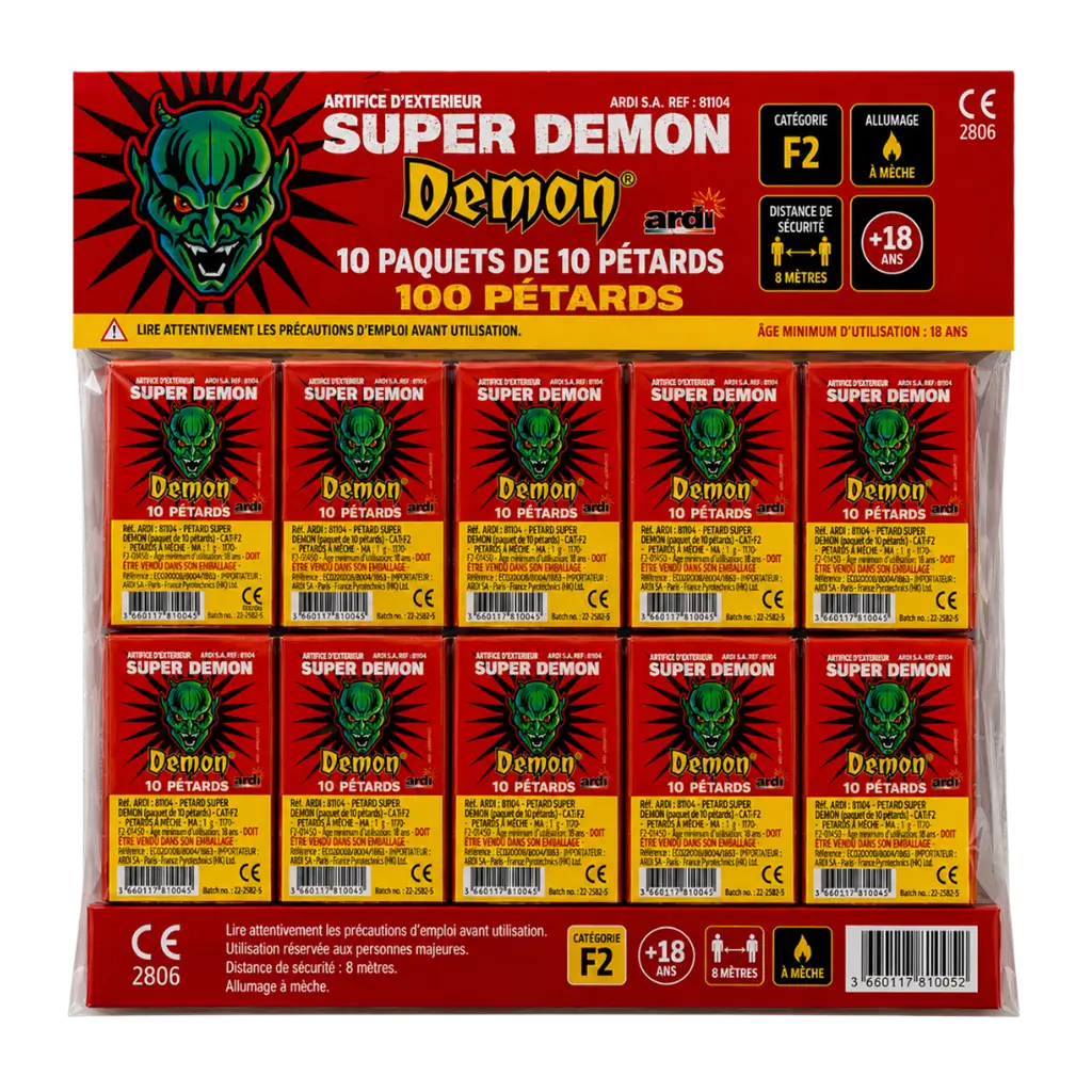 Lot de 10 paquets de Pétard super DÉMON® (10 unités/paquet)