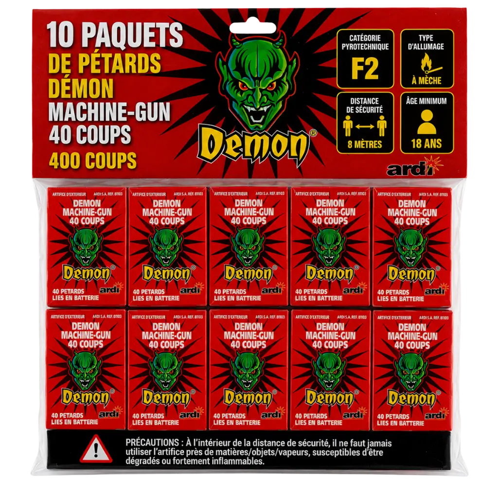 Lot de 10 Pétard DÉMON® MACHINE-GUN 40 COUPS