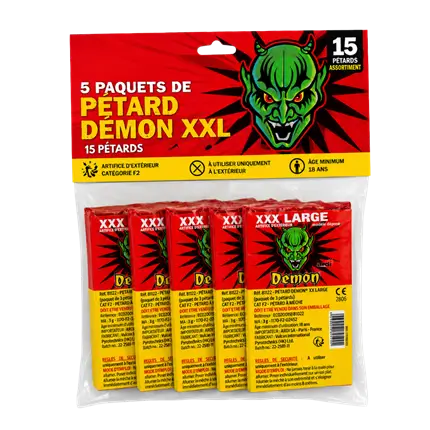 Lot de 5 paquets de Pétards DÉMON® XXLARGE (3 unités par paquet)