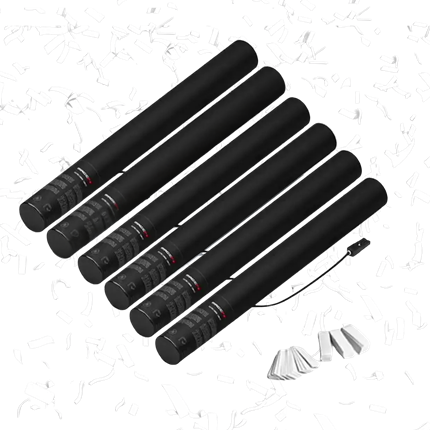 Lot de 6 Canon à confettis électrique blanc 50 cm
