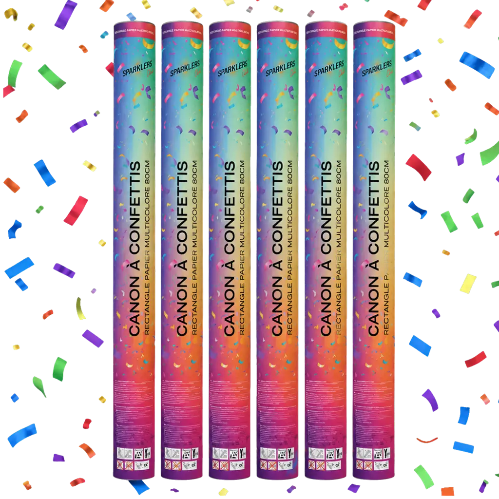Lot de 6 Canons à confettis 80 CM Multicolore