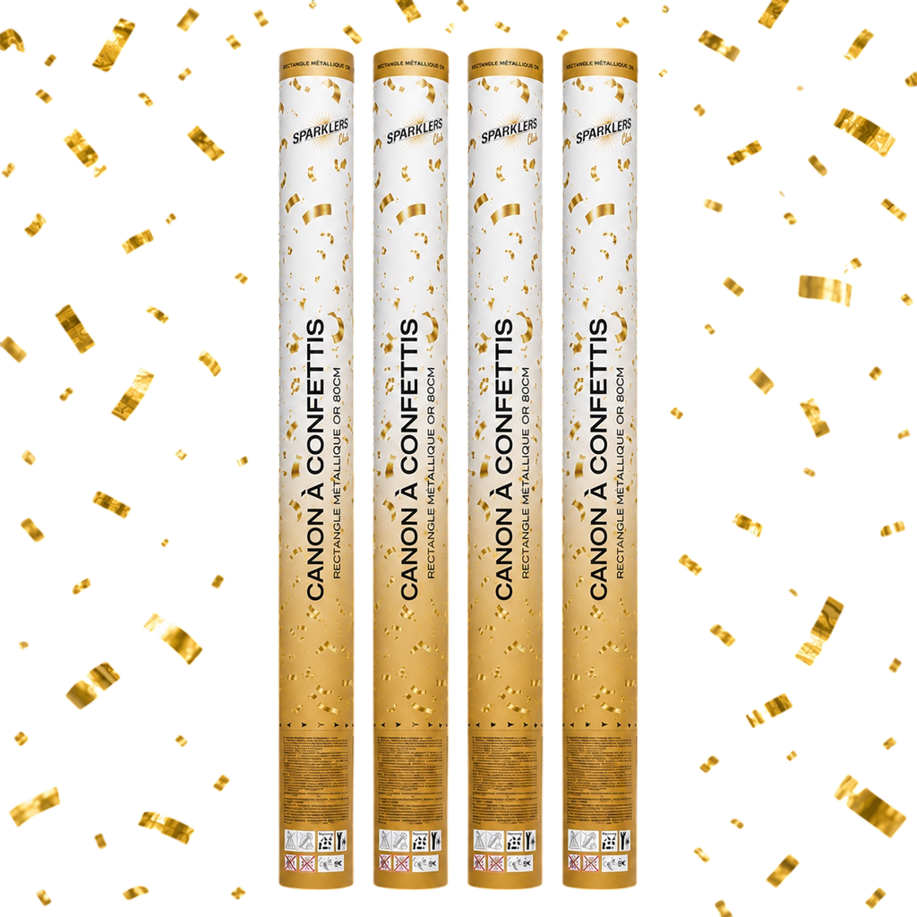 Lot de 4 Canons à confettis 80 CM Gold