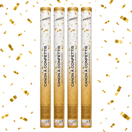 Lot de 4 Canons à confettis 80 CM Gold