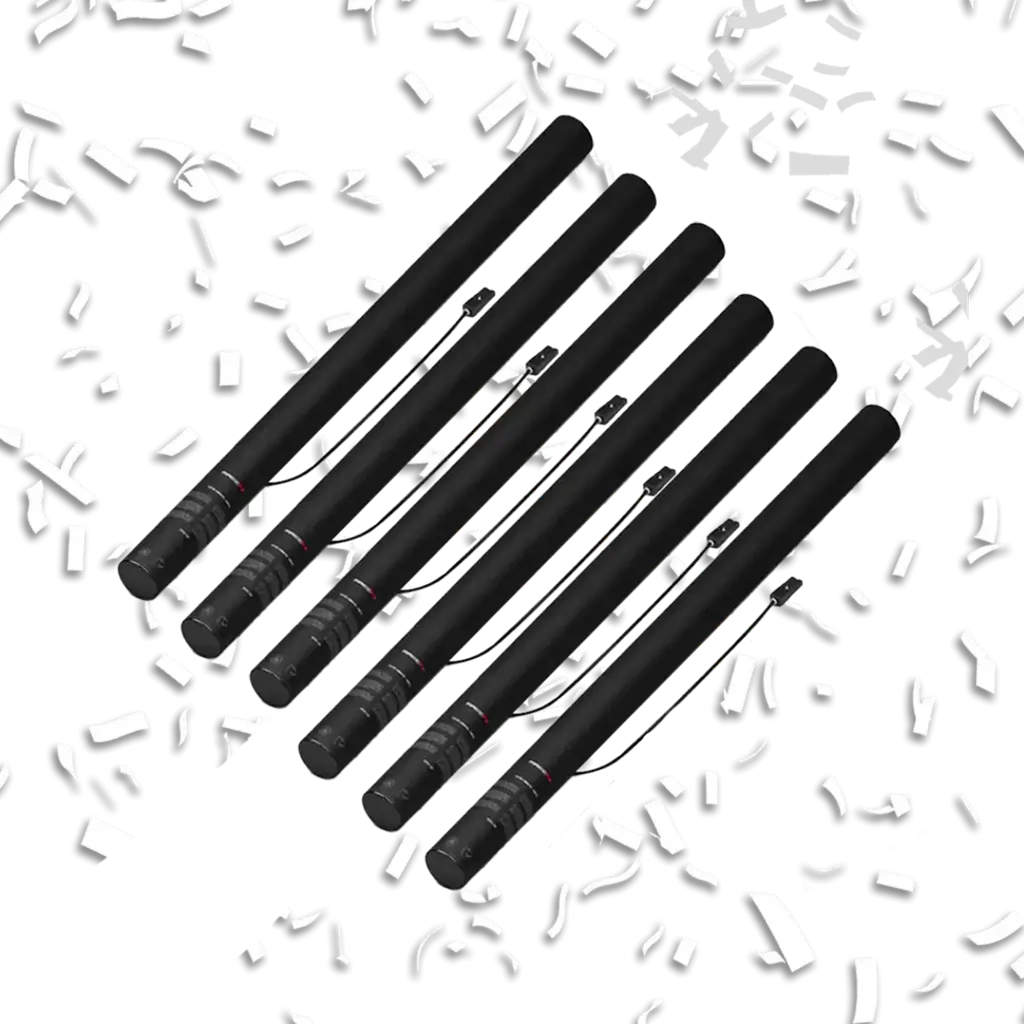 Lot de 6 Canons à confettis électrique 80cm - Blanc