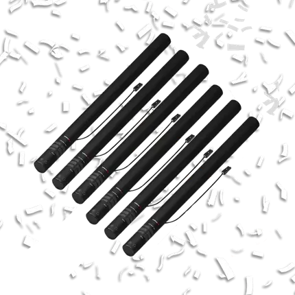 Lot de 6 Canons à confettis électrique 80cm - Blanc