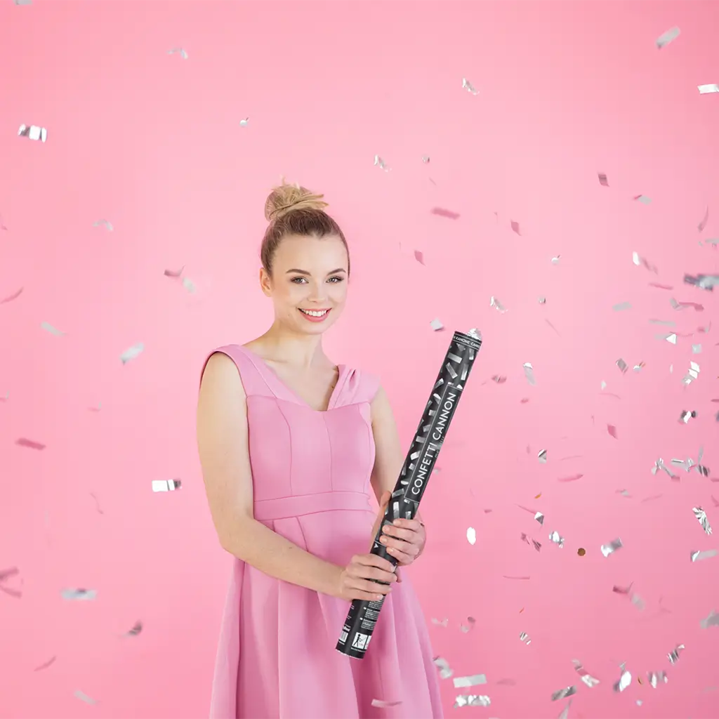 Lot de 2 de Canons à confettis 80 CM Silver