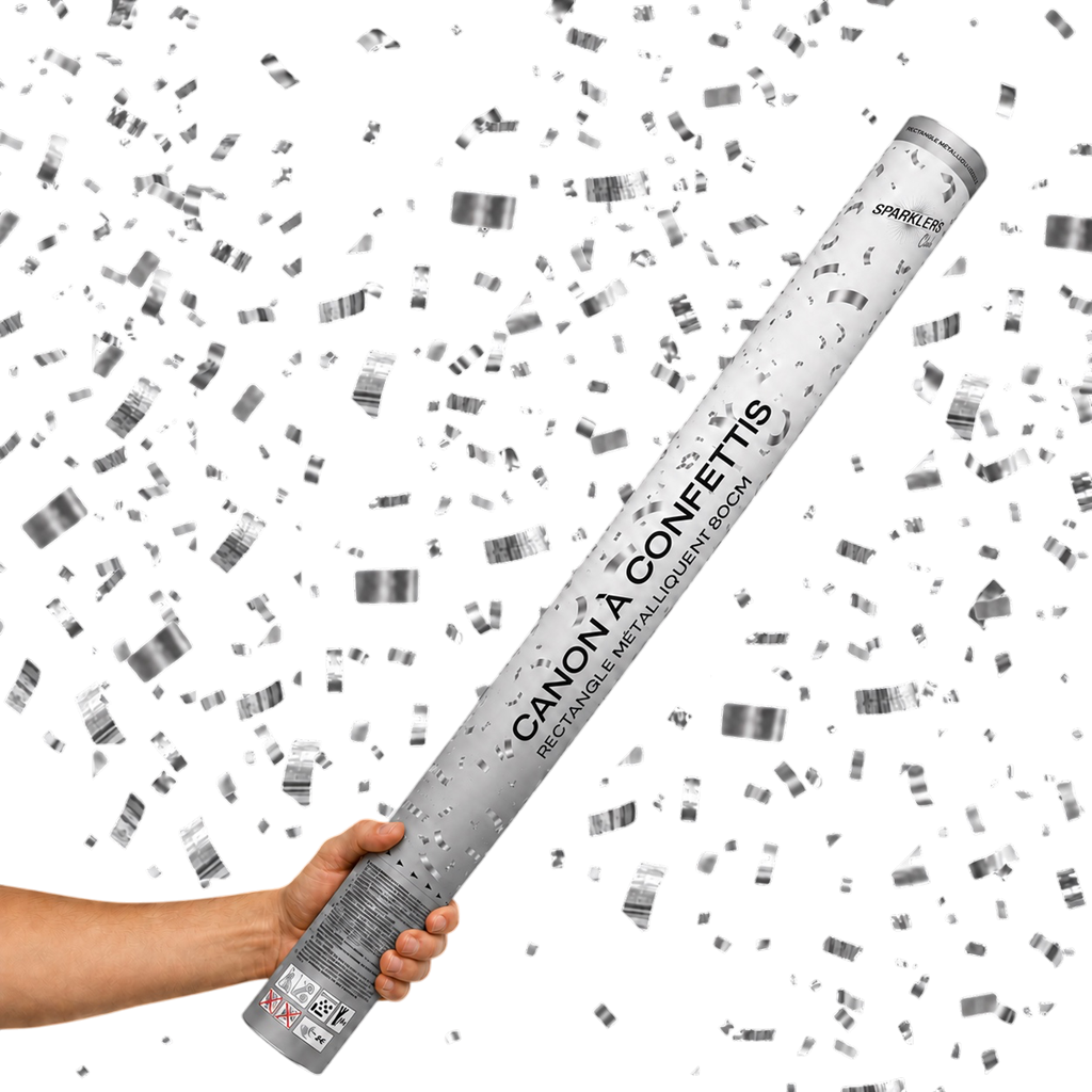 Lot de 2 de Canons à confettis 80 CM Silver