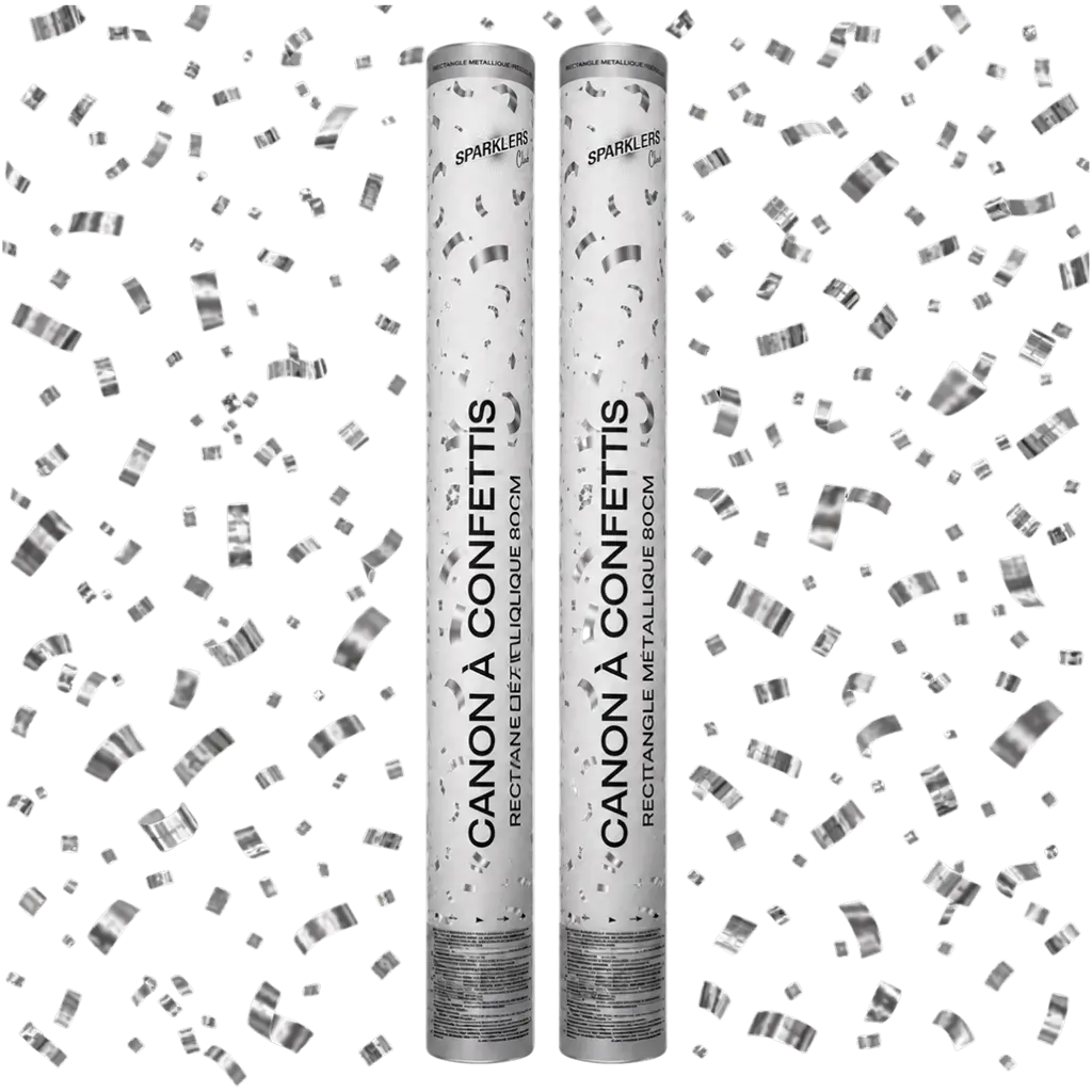 Lot de 2 de Canons à confettis 80 CM Silver