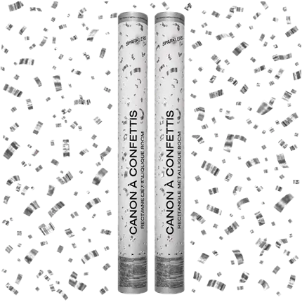 Lot de 2 de Canons à confettis 80 CM Silver