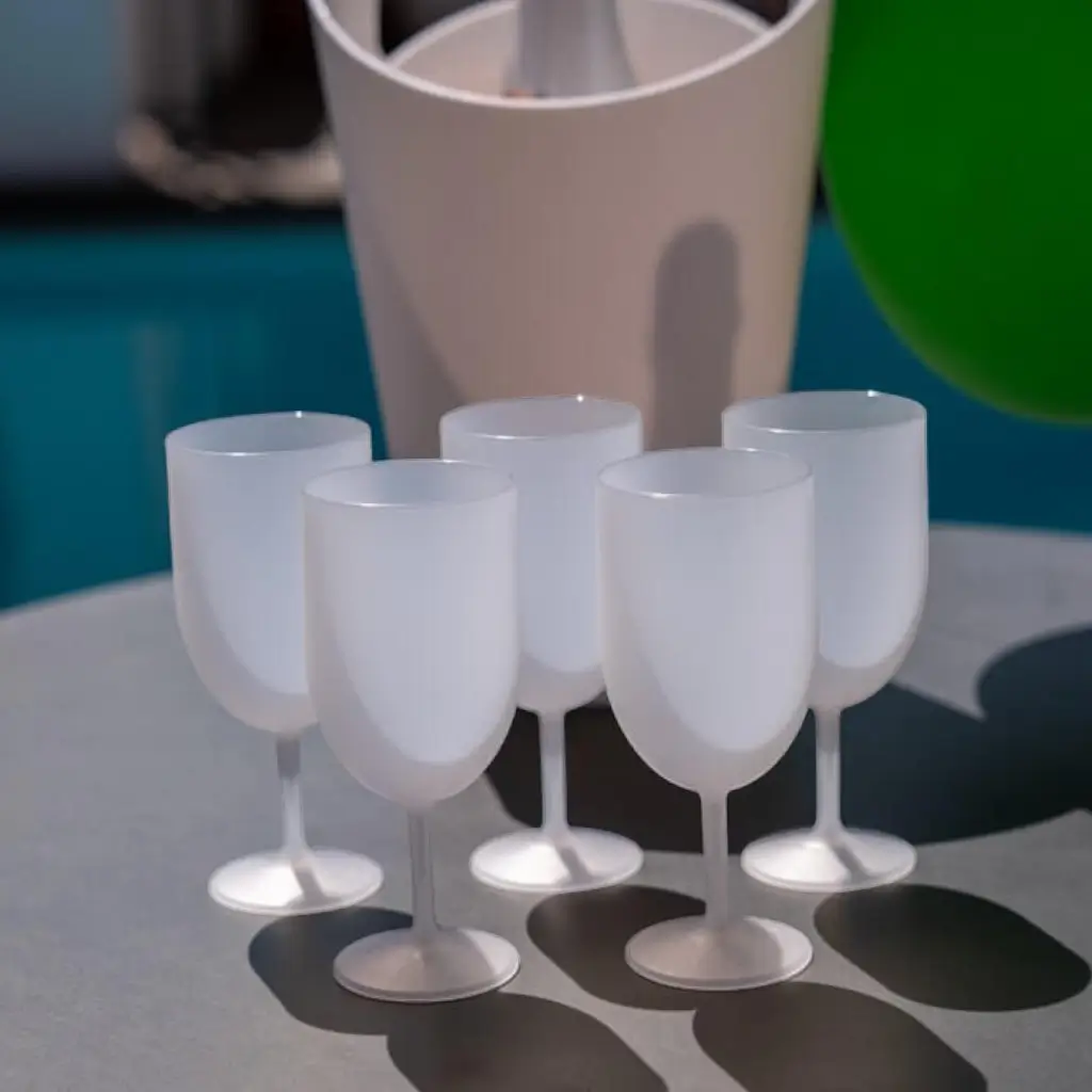 Lot de 20 Verres à Vin Ecocup Effet Givré 12cl (18cl ras bord) Réutilisable - Type Vin, Dégustation, Apéritif