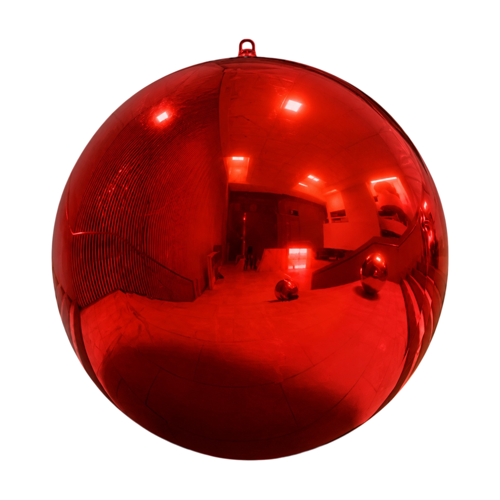 Boule Miroir Gonflable Rouge 120cm – Déco Réutilisable