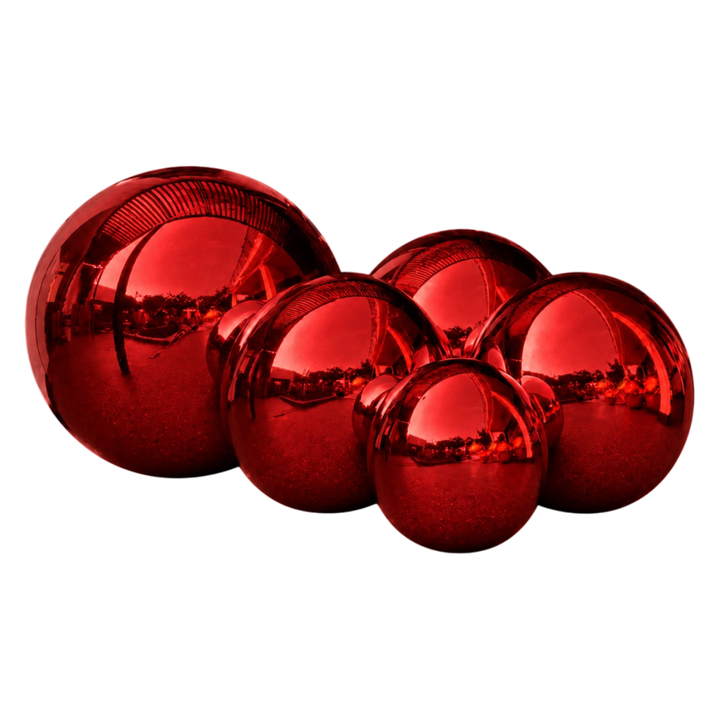 Boule Miroir Gonflable Rouge 120cm – Déco Réutilisable