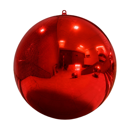 Boule Miroir Gonflable Rouge 120cm – Déco Réutilisable