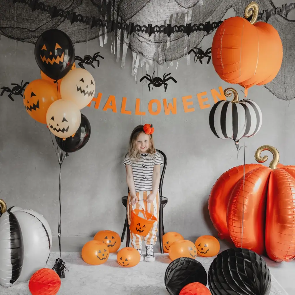 Ballon Aluminium Citrouille 3D Géante 90 x 90 cm – Décoration Halloween