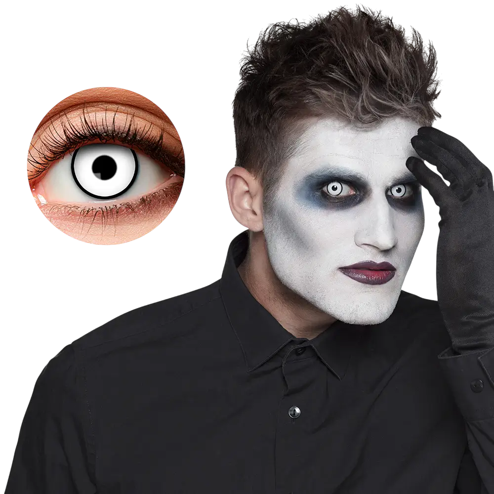 Lentilles Blanches Contour Noir Maniaque – Lentilles Halloween