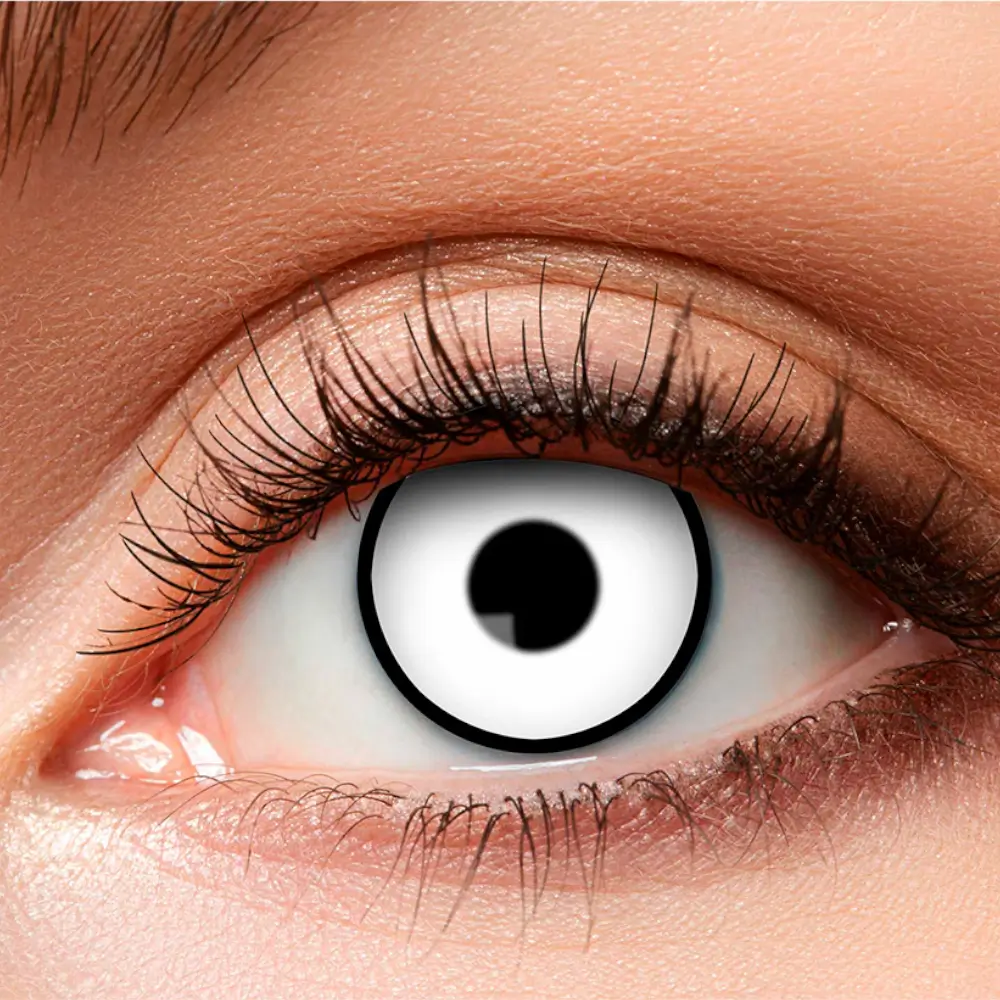 Lentilles Blanches Contour Noir Maniaque – Lentilles Halloween