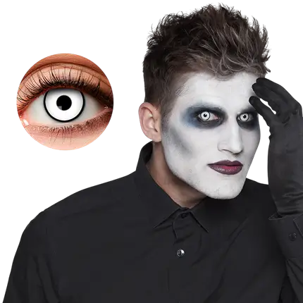 Lentilles Blanches Contour Noir Maniaque – Lentilles Halloween