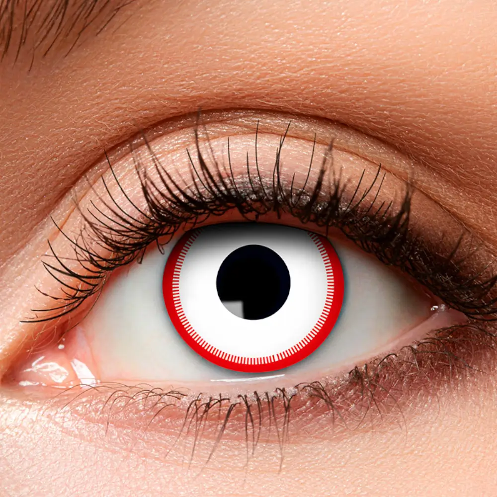 Lentilles Blanches Contour Rouge Zombie – Lentilles Halloween