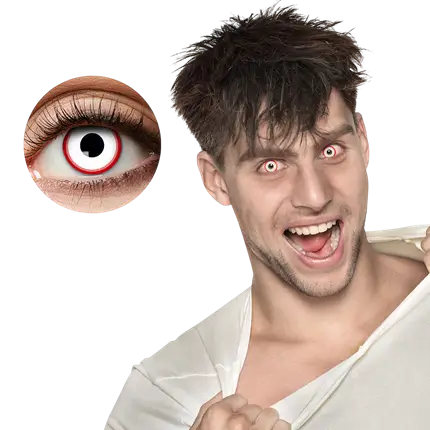 Lentilles Blanches Contour Rouge Zombie – Lentilles Halloween