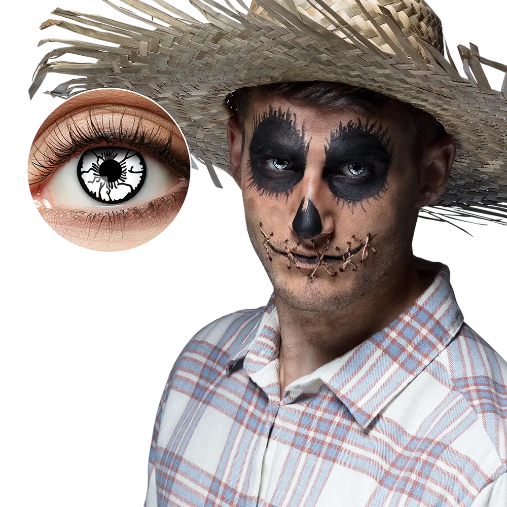 Lentilles Blanches Craquelées Noir Épouvantail – Lentilles Halloween