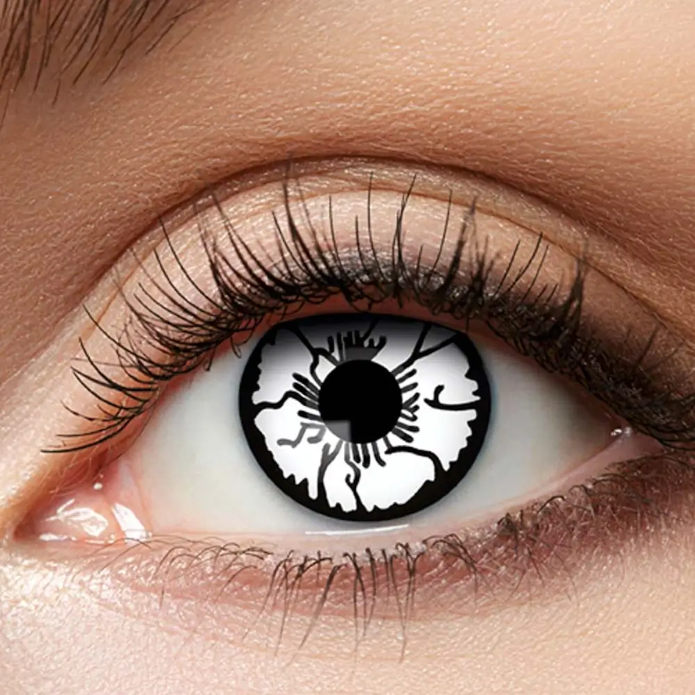 Lentilles Blanches Craquelées Noir Épouvantail – Lentilles Halloween