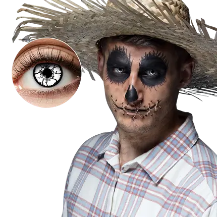 Lentilles Blanches Craquelées Noir Épouvantail – Lentilles Halloween