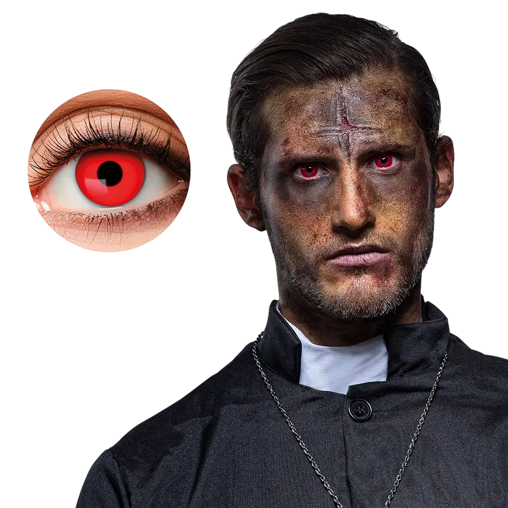 Lentilles Yeux Rouges Pupille Noire – Lentilles Diable Halloween