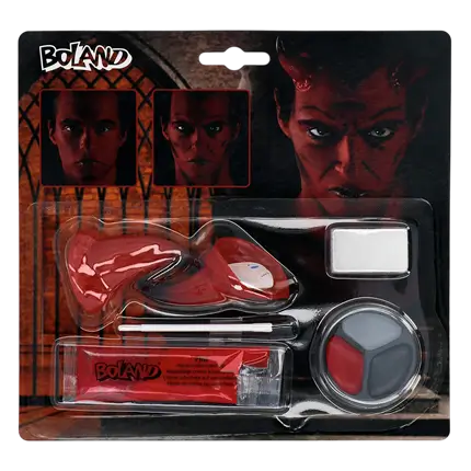 Kit Maquillage Diable – Cornes, Maquillage, Éponge et Pinceau