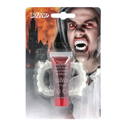 Kit Vampire – Dents de Vampire et Faux Sang 11 ml